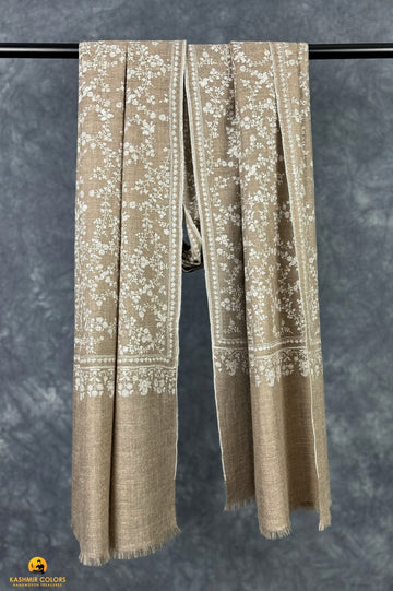 Sozni Natural Hand Embroidered jaalidar Pashmina Stole