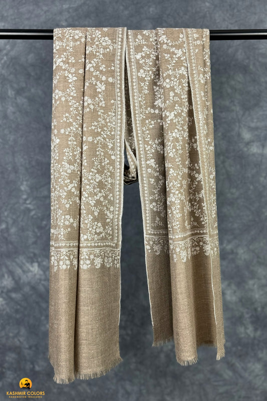 Natural Hand Embroidered  Stole