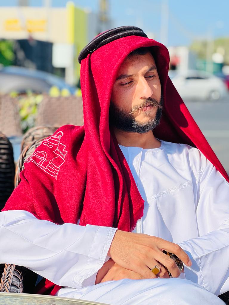 Pure Pashmina Hand Embroidered Museum  Ghutra Square Scarf