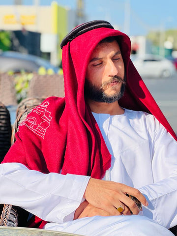 Pure Pashmina Hand Embroidered Museum  Ghutra Square Scarf