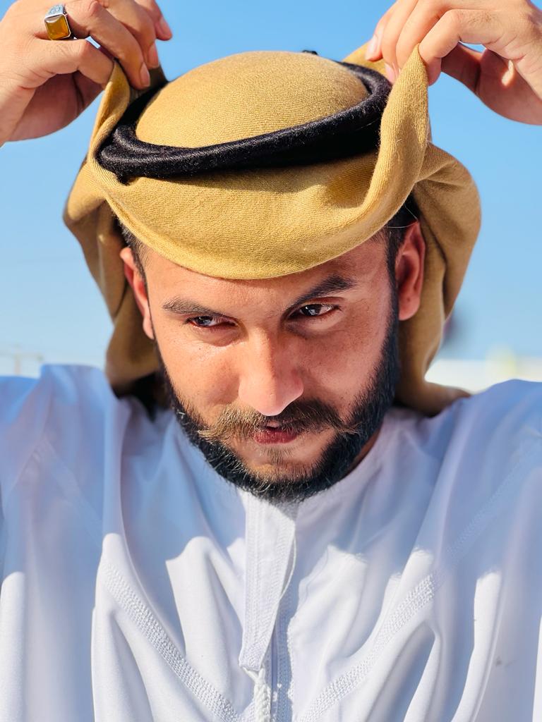 Pure Pashmina Hand Embroidered Calligraphic Ghutra Square Scarf