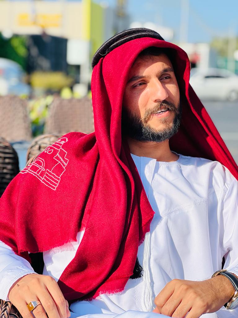 Pure Pashmina Hand Embroidered Museum  Ghutra Square Scarf