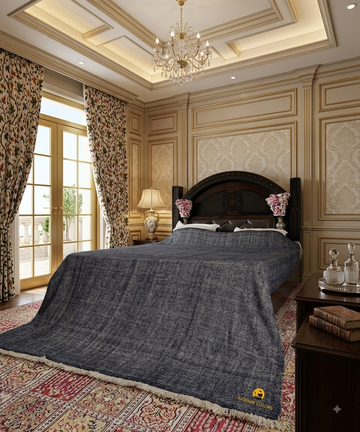 Peacock Blue Cashmere  Bed Spread