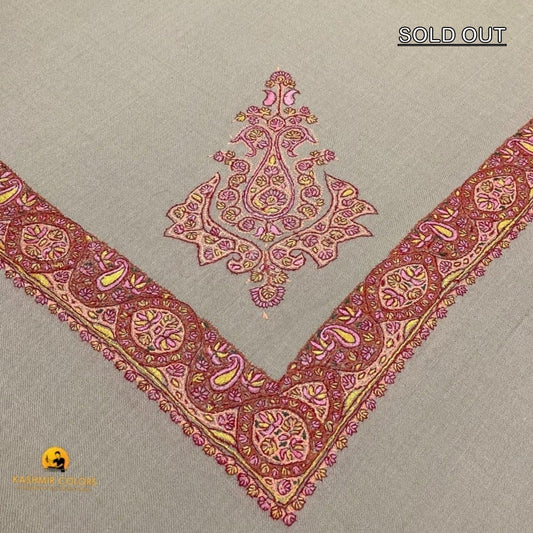 Hand Embroidered Ghutra Natural Brown