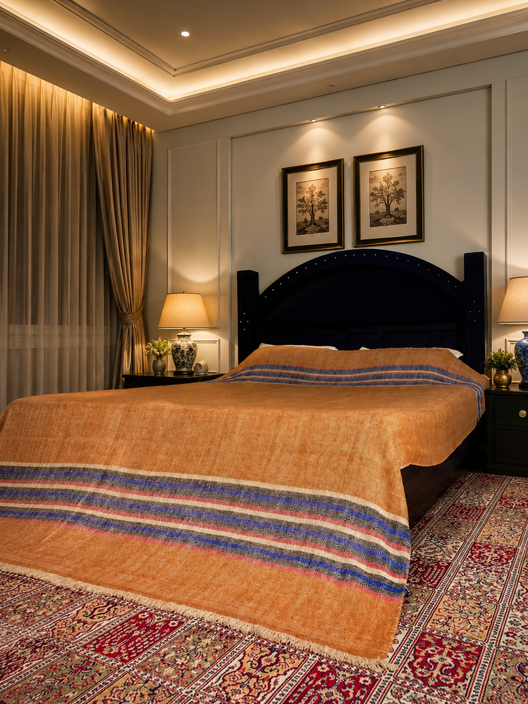 Tangerine Cashmere Bed Spread