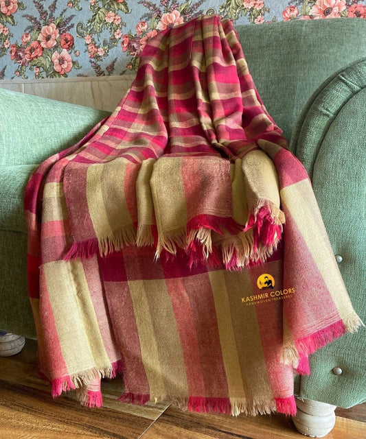 Kashmir Colors Pure Cashmere Pashmina | Buffalo Check | Throw