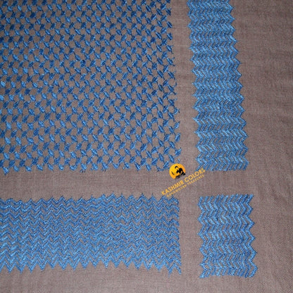 Kashmir Colors Pure Cashmere Pashmina | Cedar / Blue | Arabian Style | Embroidered Ghutra
