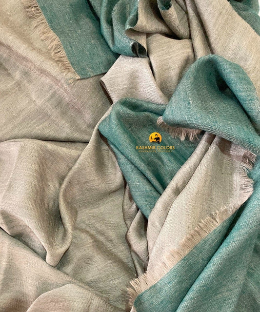 Kashmir Colors Pure Cashmere Pashmina | Emerald Green / Ivory | Reversible Throw