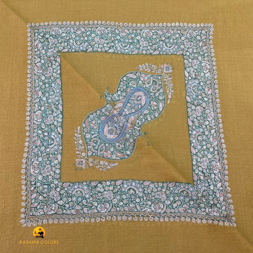 Kashmir Colors Pure Cashmere Pashmina | Golden Honey | Arabian Style | Embroidered Men's Ghutra