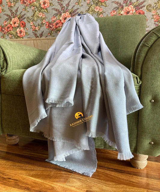 Kashmir Colors Pure Cashmere Pashmina | Light Greyish Blue | Throw