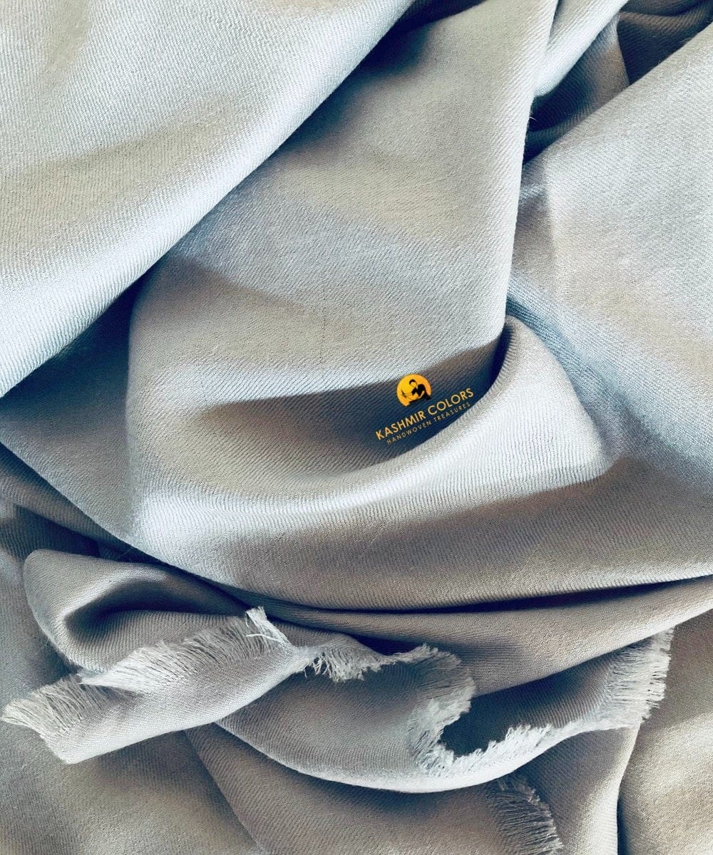 Kashmir Colors Pure Cashmere Pashmina | Light Greyish Blue | Throw