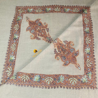 Kashmir Colors Pure Cashmere Pashmina | Natural color | Embroidered Ghutra