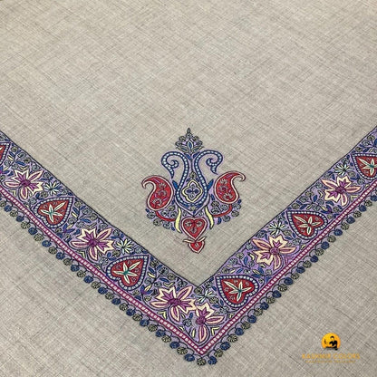 Kashmir Colors Pure Cashmere Pashmina | Natural Grey | Arabian Style | Embroidered Ghutra