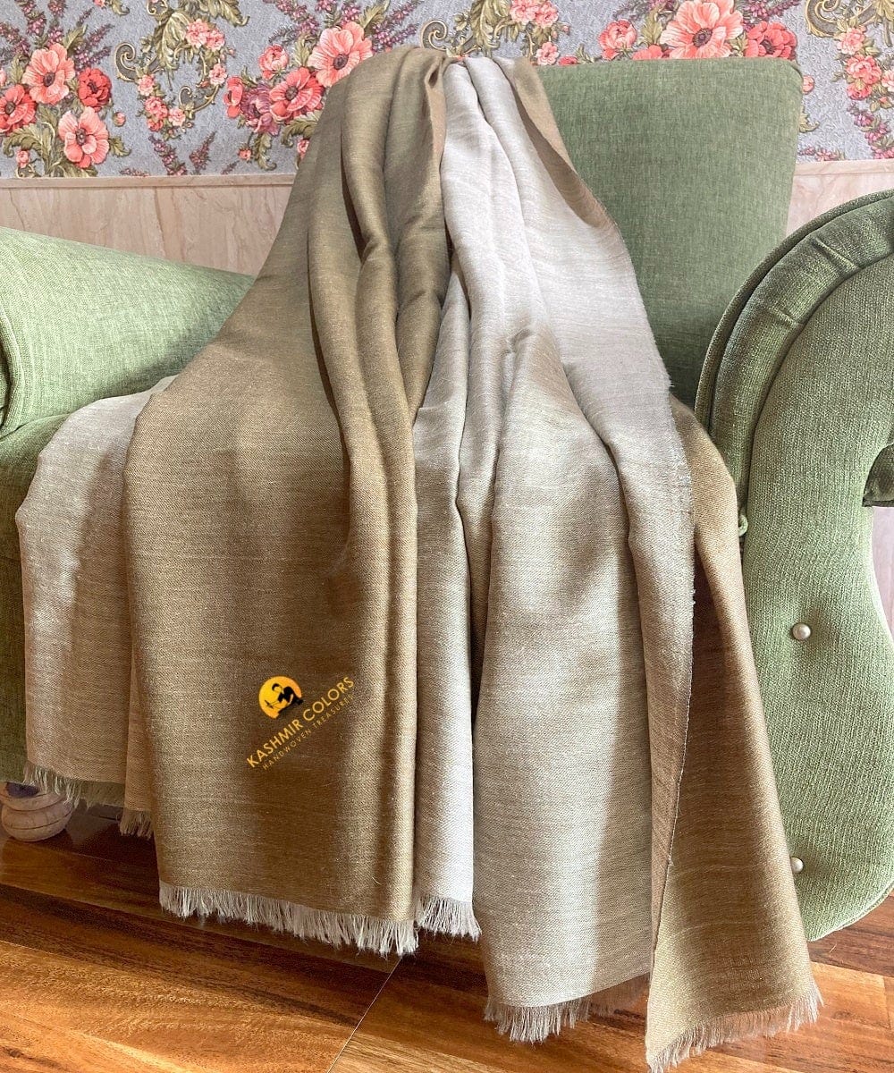 Kashmir Colors Pure Cashmere Pashmina | Peanut Brown / Ivory | Reversible Throw