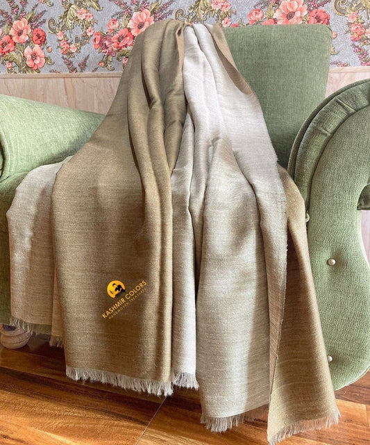 Kashmir Colors Pure Cashmere Pashmina | Peanut Brown / Ivory | Reversible Throw