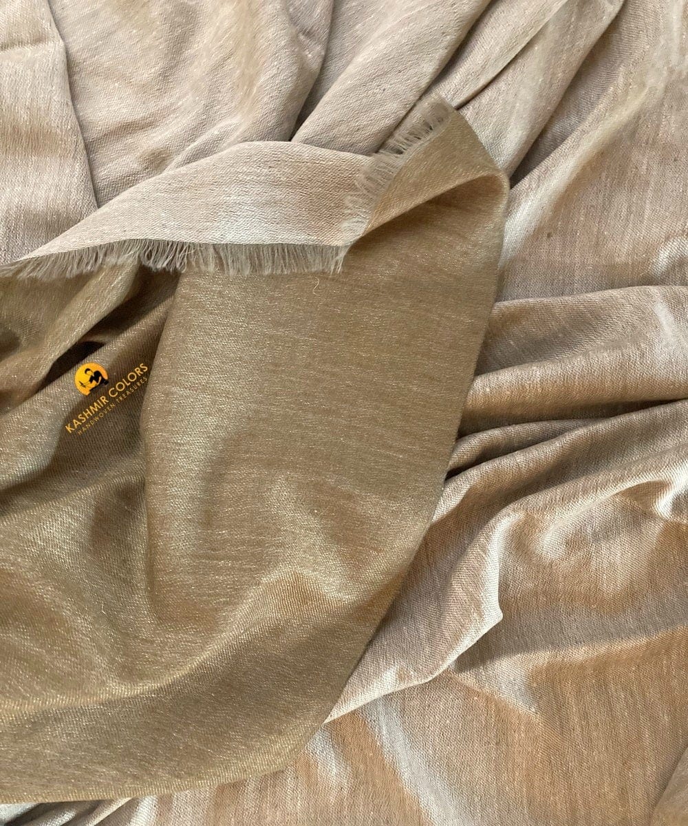 Kashmir Colors Pure Cashmere Pashmina | Peanut Brown / Ivory | Reversible Throw