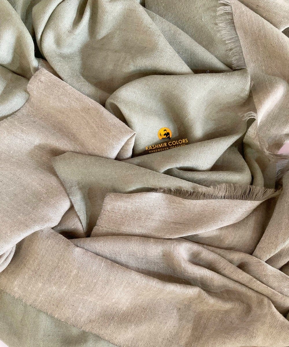 Kashmir Colors Pure Cashmere Pashmina | Pista Green / Ivory | Reversible Throw