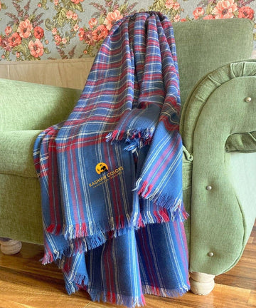Kashmir Colors Pure Cashmere Pashmina | Plaid Check | Throw