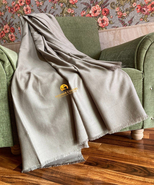 Kashmir Colors Pure Cashmere Pashmina | Solid Grey | Throw